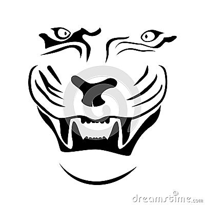 Aggressive tiger head close-up Vector Illustration