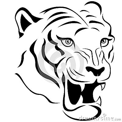 Aggressive tiger head close-up Vector Illustration