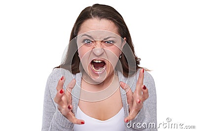 Aggressive woman trying to hurt you Stock Photo