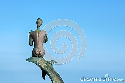 Agia Napa, Cyprus. Mermaid statue in the harbour. Editorial Stock Photo