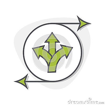 Agile arrows symbol. Flexibility and adaptability icon. Dynamic movement arrows. Adaptive navigation symbol. Vector Editable Stock Photo