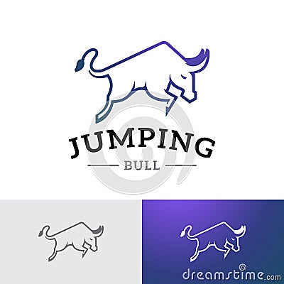 Agile Bull Buffalo Running Jumping Sport Logo Template Stock Photo