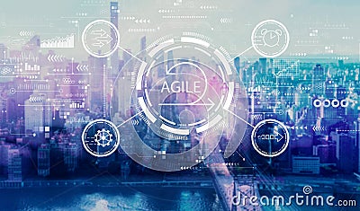 Agile concept with the New York City skyline Stock Photo