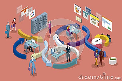 Agile Development Method Isometric Vector Illustration