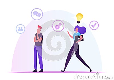 Agile Development Methodology Concept. Thoughtful Businessman Thinking of Project Using Agile Technology Vector Illustration