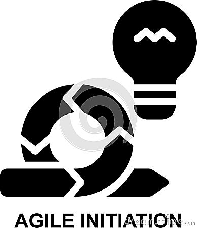 agile initiation, idea, concept, solution, agile, project management solid glyph icon Stock Photo