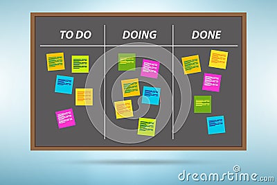 Agile kanban board with outstanding tasks Stock Photo