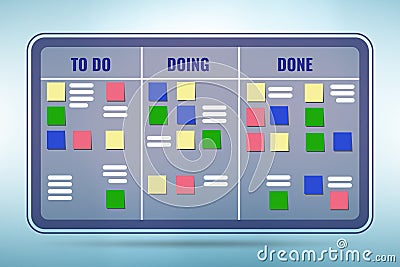 Agile kanban board with outstanding tasks Stock Photo