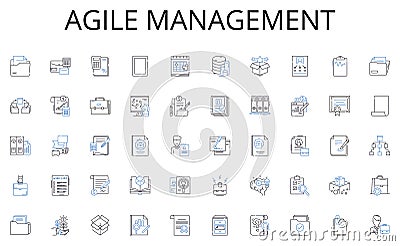 Agile management line icons collection. Artifact, Accessory, Appliance, Apparatus, Contraption, Device, Gadget vector Vector Illustration