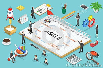 Agile methodology flat isometric vector concept. Vector Illustration