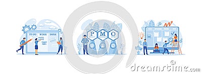 agile project management concept, business concept background, agile visual project management method, teamwork concept. Vector Illustration