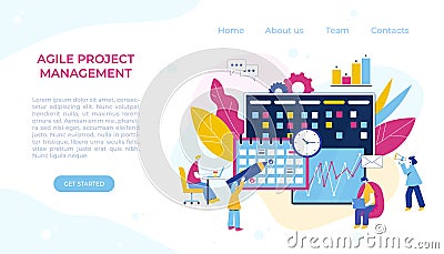 Agile project management process. Communication, teamwork, business process. Vector Illustration