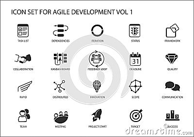 Agile software development icon set Vector Illustration