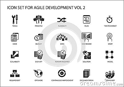 Agile software development icon set Vector Illustration