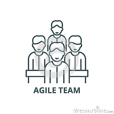 Agile team line icon, vector. Agile team outline sign, concept symbol, flat illustration Vector Illustration