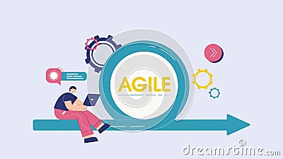 Agile team management concept. Business plan for clever intuitive process high quality strategy of company. Vector Illustration