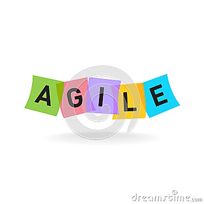 Agile word logo. Agile letters with color office stickers. Vector Illustration