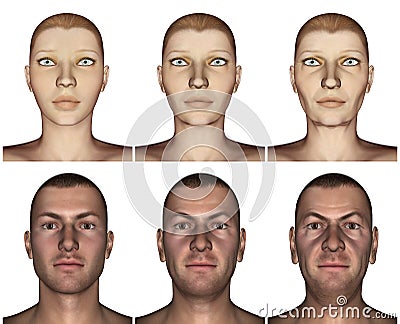 Aging process - 3D render Stock Photo