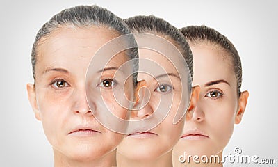 Aging process, rejuvenation anti-aging skin procedures Stock Photo
