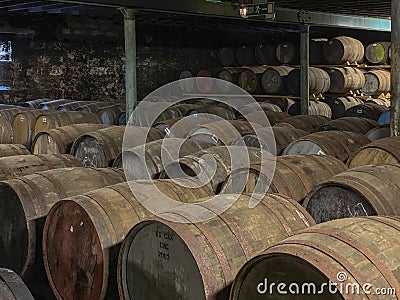 Aging scotch whisky - Dalwhinnie Whisky Distillery Editorial Stock Photo