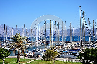 Agios Nikolaos marina, Crete. Editorial Stock Photo