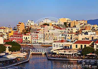 Agios Nikolaos quay Stock Photo