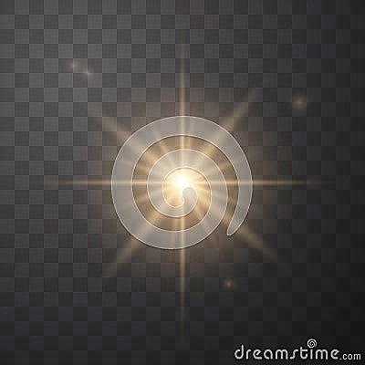 Golden shining vector sun Vector Illustration