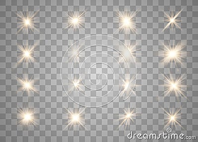 Glowing lights and stars. Vector Illustration