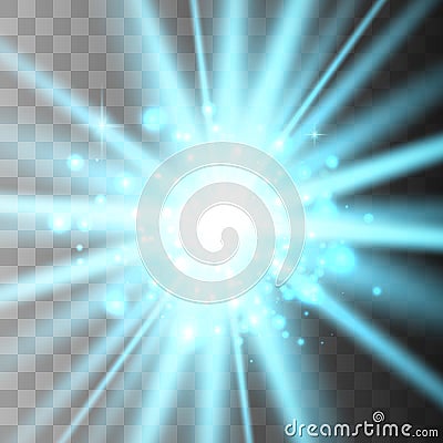 Gold light set with dust. Vector Illustration