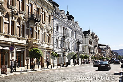 Agmashenebeli Avenue in Tbilisi. Georgia Editorial Stock Photo