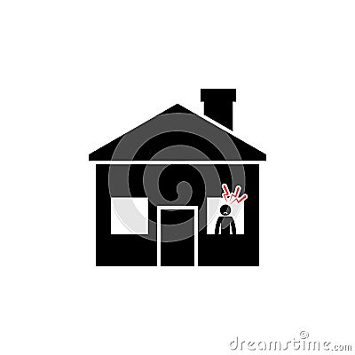 Agoraphobia, fear of open spaces icon on white background. Vector Illustration