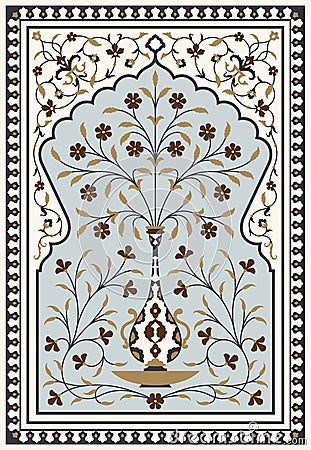 Agra Floral Arch Two Vector Illustration