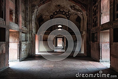 agra fort dark hallways Stock Photo