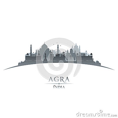 Agra India city silhouette white background Vector Illustration