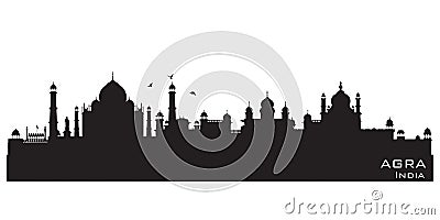 Agra India city skyline vector silhouette Vector Illustration