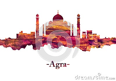 Agra India Skyline in Red Stock Photo