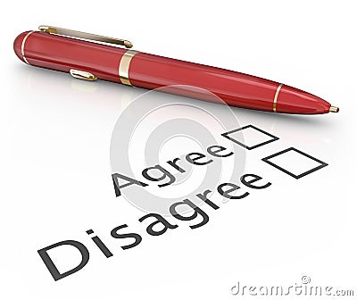 Agree Disagree Pen Voting Answer Choosing Yes No Approval Disapp Stock Photo