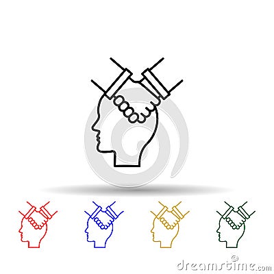 Agree, handshake, head multi color style icon. Simple thin line, outline vector of creative thinking icons for ui and ux, website Stock Photo