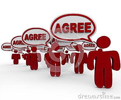 Agree Word Speech Bubbles Group People Agreement Stock Photo