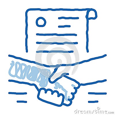 agreement contract handshake doodle icon hand drawn illustration Vector Illustration