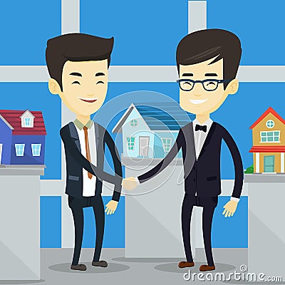 Agreement between real estate agent and buyer. Vector Illustration