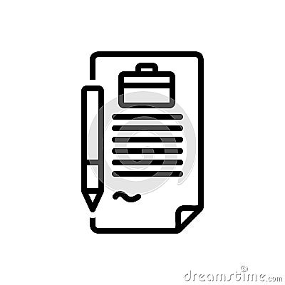 Black line icon for Agreements, contract and bond Vector Illustration