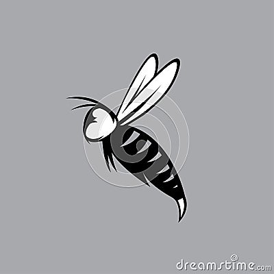 Agressive bee or wasp mascot vector design Vector Illustration