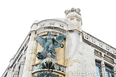 Agricolture sculpture on the Palazzo civico corner, Cagliari, Sa Stock Photo