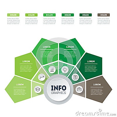 Agricultural brochure layout design template with 6 parts. Farming and agriculture life infographics concept Vector Illustration