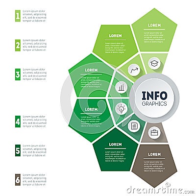 Agricultural brochure layout design template with six parts. Vector. Farming and agriculture life infographics concept Vector Illustration