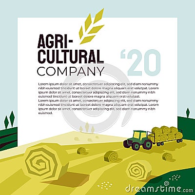 Agricultural company poster, design template Vector Illustration