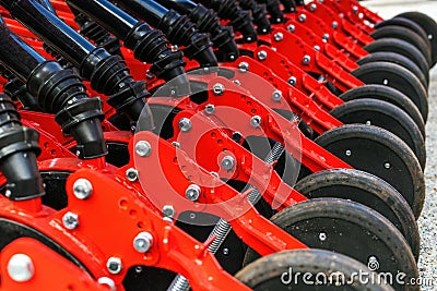 Agricultural crop seeder machine close up Stock Photo