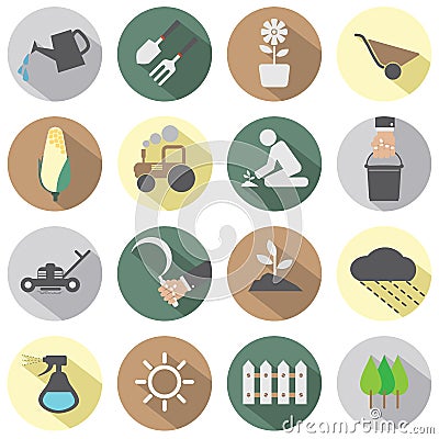 Agricultural Equipment Icons Vector Illustration
