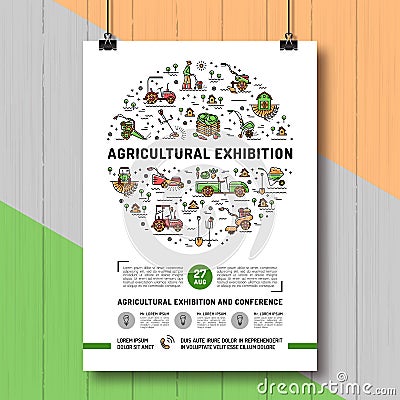 Agricultural Exhibition design poster or card template Vector Illustration